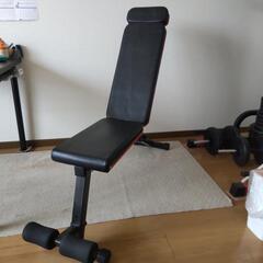懸垂マシン、トレーニングベンチ、ダンベルの画像