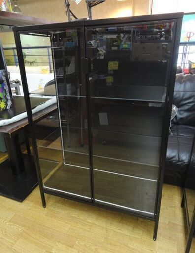 Ⓐ IKEA コレクションケース RUDSTA ルードスタ ブラック×ガラス 幅80x