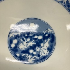 ☆値下げ☆K2504-725 佐藤禎三作 今利艸紙楕円大鉢 未使用品 保管時の汚れ有りの画像