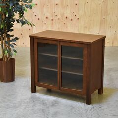 ≪yt1878ジ≫ 希少 良品計画 バーチ材 キャビネット ガラ...