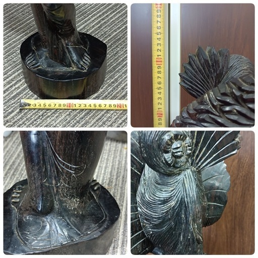 F1912] 木彫置物オブジェ高さ83㎝ 重量8.36kg (八 福) 高尾の