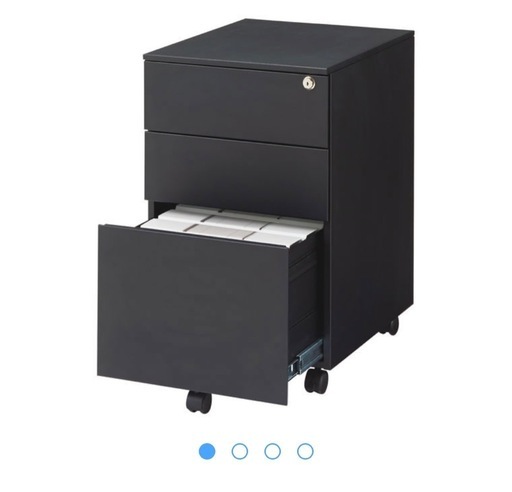 スチールキャビネット　3段　ブラック