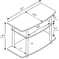テレビ台 3段 32インチテレビ用 ダークブラウン　プラスチック製丸パイプ　工具不要 【日本正規輸入品】の画像