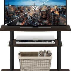 テレビ台 3段 32インチテレビ用 ダークブラウン　プラスチック製丸パイプ　工具不要 【日本正規輸入品】の画像