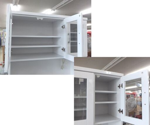 レンジボード 幅98cm アーバンホーム DOUBLE キッチン収納 ホワイト 収納家具 食器棚☆ 札幌市 北区 屯田