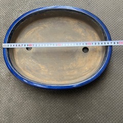 青い盆栽鉢（大きめ）の画像