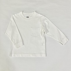 ユニクロ 白 ホワイト クルーネックTシャツ 長袖 ロンT 110cmの画像