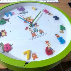 静か壁掛時計 トイ・ストーリー キャラクター付き時計 直径約30cm 静音 の画像