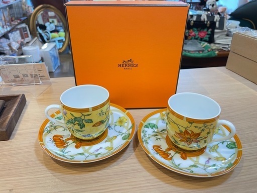 A7049【エルメス】シエスタ デミタス カップ ソーサー ペア