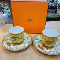 A7049【エルメス】シエスタ デミタス カップ ソーサー ペア