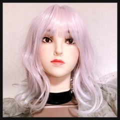 ꒰未使用꒱ピンクホワイトグラデーション エアリーカール ボブ 耐熱ウィッグの画像
