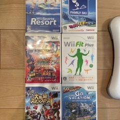 Wiiセット　リモコン、ボード、ソフト6個付きの画像