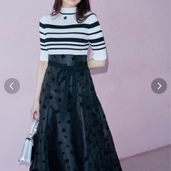 MARY QUANTコラボ デイジーフロッキープリントドッキングニットワンピースの画像