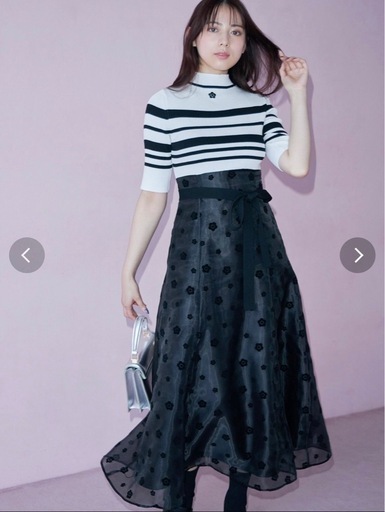 MARY QUANTコラボ デイジーフロッキープリントドッキングニットワンピース