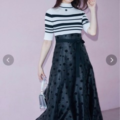 MARY QUANTコラボ デイジーフロッキープリントドッキングニットワンピースの画像