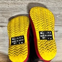 DIANA ディズニーコラボ　ミニーマウス 長靴 黒と赤　14cmの画像