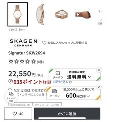 腕時計　レディース　SKAGEN SKW2694