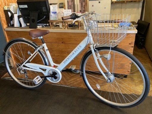 【SALE！4月中防犯登録無料！前後タイヤ・チューブ新品！】 LEDオートライト　6段変速　27インチ自転車　ホワイト