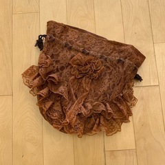 巾着袋　ブラウン　フリフリの画像