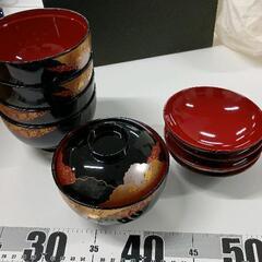 0426-301 合成漆器　短歌　和歌　汁椀　山中漆器連合協同組合　5セットの画像