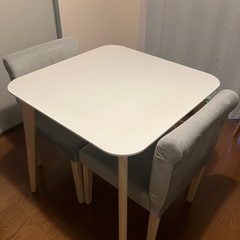 LOWYA ダイニングテーブルセット ホワイト×グレー