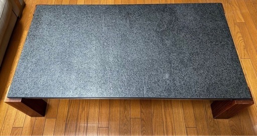【高級家具】頑丈な黒グラナイト天板 ローテーブル（参考価格20万円）直接引き渡し