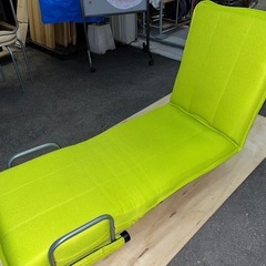 1人用 ソファーベッド ライトグリーン W620 D750 H780 SH360 リクライニング ソファ 2WAY 折りたたみ 全長1800 中古品 ④の画像