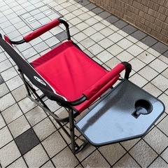 Coleman サイドテーブル付デッキチェアST レッド 2脚セット
