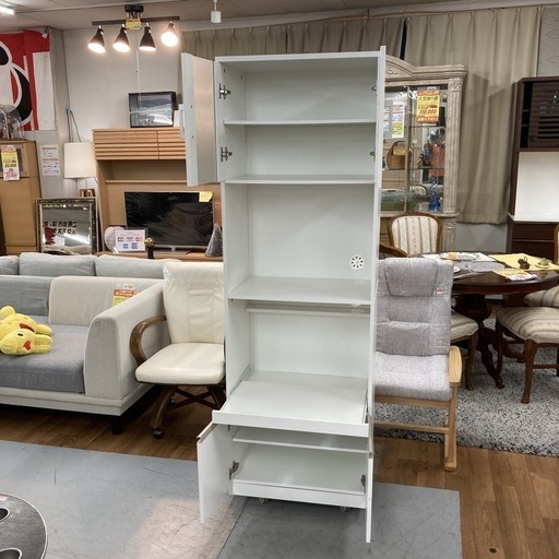 S722 ⭐ スリムキッチン台 食器棚 レンジ台 ダークブラウン 幅59.5cm USED