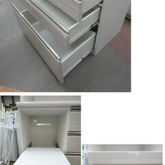 キッチンボード 幅121×高206㎝ エナメル調 ホワイト ハイカウンタータイプ レンジボード 食器棚　西岡店 の画像