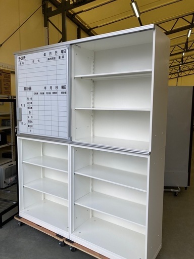 【OF-17】美品 okamura オカムラ レクトライン 鍵付き　スライドボード書庫 定価387880円 ホワイトボード 引き違い書