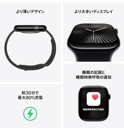 新品Apple Watch Series10 GPSモデル 42mmジェットブラックアルミニウムケース ブラック
スポーツバンド M/L
