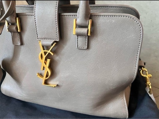SAINT LAURENT PARIS サン ローラン パリ YSL イブサンローラン カバススモール ハンドバッグ 2WAY ショルダー レザー グレージュ  【中古】