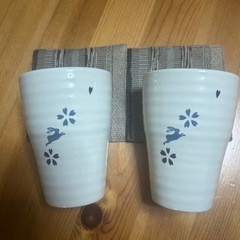 新品　フリーカップ2客　コースター付き