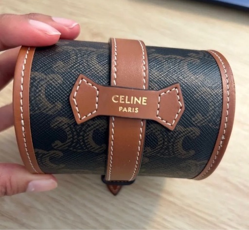 CELINE セリーヌ シングルウォッチケース トリオンフキャンバス＆カーフスキン タン