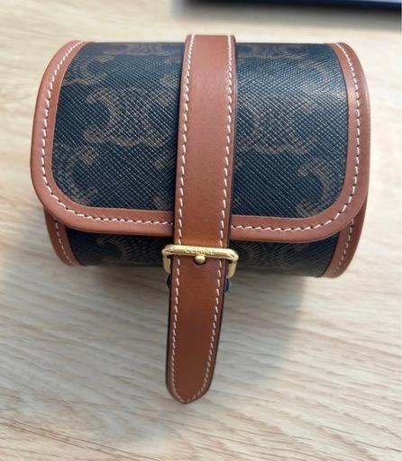 CELINE セリーヌ シングルウォッチケース トリオンフキャンバス＆カーフスキン タン