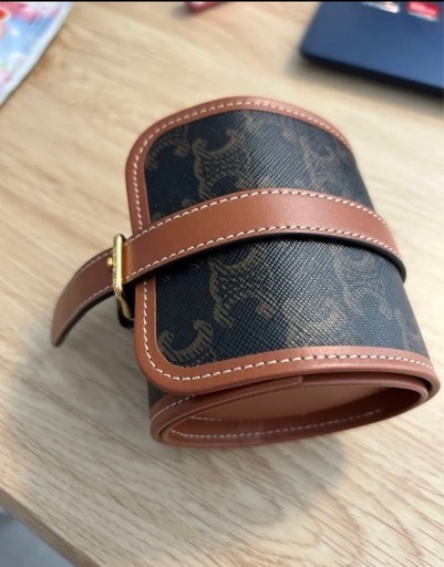 CELINE セリーヌ シングルウォッチケース トリオンフキャンバス＆カーフスキン タン