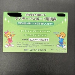 東京ドームシティアトラクションズ ワンデーパスポート引換券