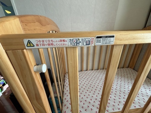 70×120cm カトージ ハイシートベビーベッド ナチュラル　マットレス付き 
