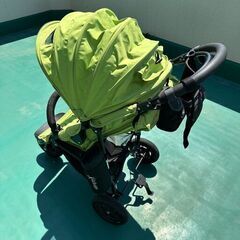 【値下げ】エアバギー中古 AirBuggy COCO BRAKE ココ ブレーキ 3輪ベビーカー グリーンアップルの画像