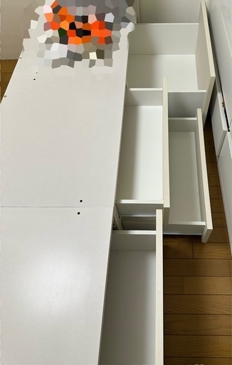 ニトリ　セミダブル　収納付きベッド　ホワイト