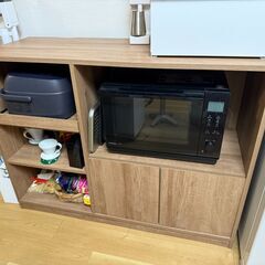 キッチンカウンター レンジ台 スライド収納付き 配線逃がし[幅1...
