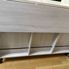 折りたたみキッチンカウンター　ハイスツール２脚付
