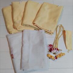 黄色の刺繍入りカーテンセット♡王冠　トランプ柄
