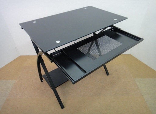 ニトリガラスPCデスク パソコンデスク6220065BK (まき) 清水のテーブル