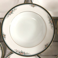 X938 Noritake/ノリタケ LANDON/ランドン パーティーセット 全15点 プレート/スープ皿 グリーン 金彩 現状品の画像