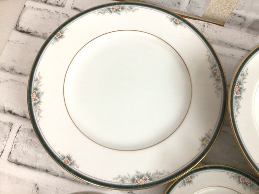 X938 Noritake/ノリタケ LANDON/ランドン パーティーセット 全15点 プレート/スープ皿 グリーン 金彩 現状品