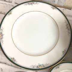 X938 Noritake/ノリタケ LANDON/ランドン パーティーセット 全15点 プレート/スープ皿 グリーン 金彩 現状品の画像