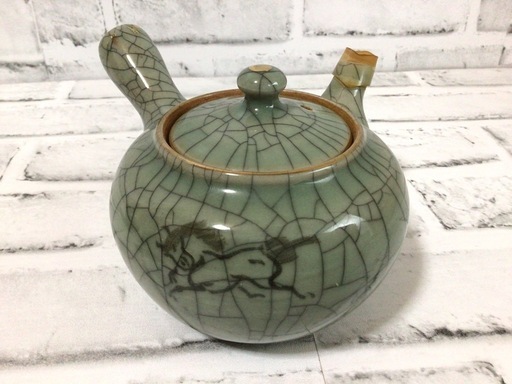 X934 相馬焼 茶器セット 急須/湯呑み茶碗/湯冷まし 駆馬/跳馬