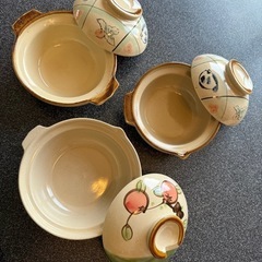 小型土鍋3点（蓋付き）、取り鉢3点